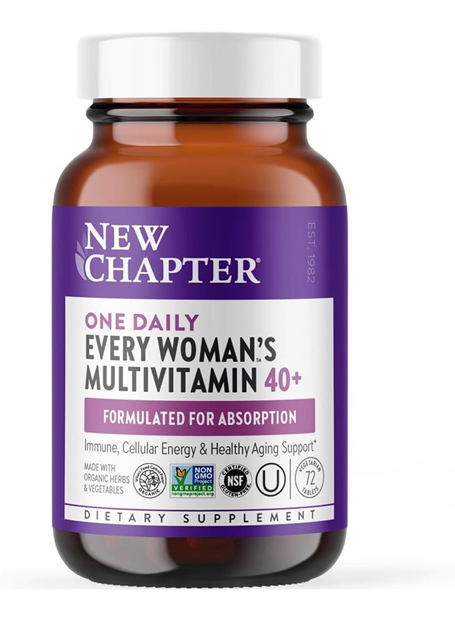 New Chapter Women’s Multivitamin 40+, extra B6 & B12, Biotin for Hair Growth, D3, Vit C, Zinc for Immune & Stress Support, Gentle on an Empty Stomach, One Daily, Non-GMO, Gluten-Free, 72 Tablets - Image 1